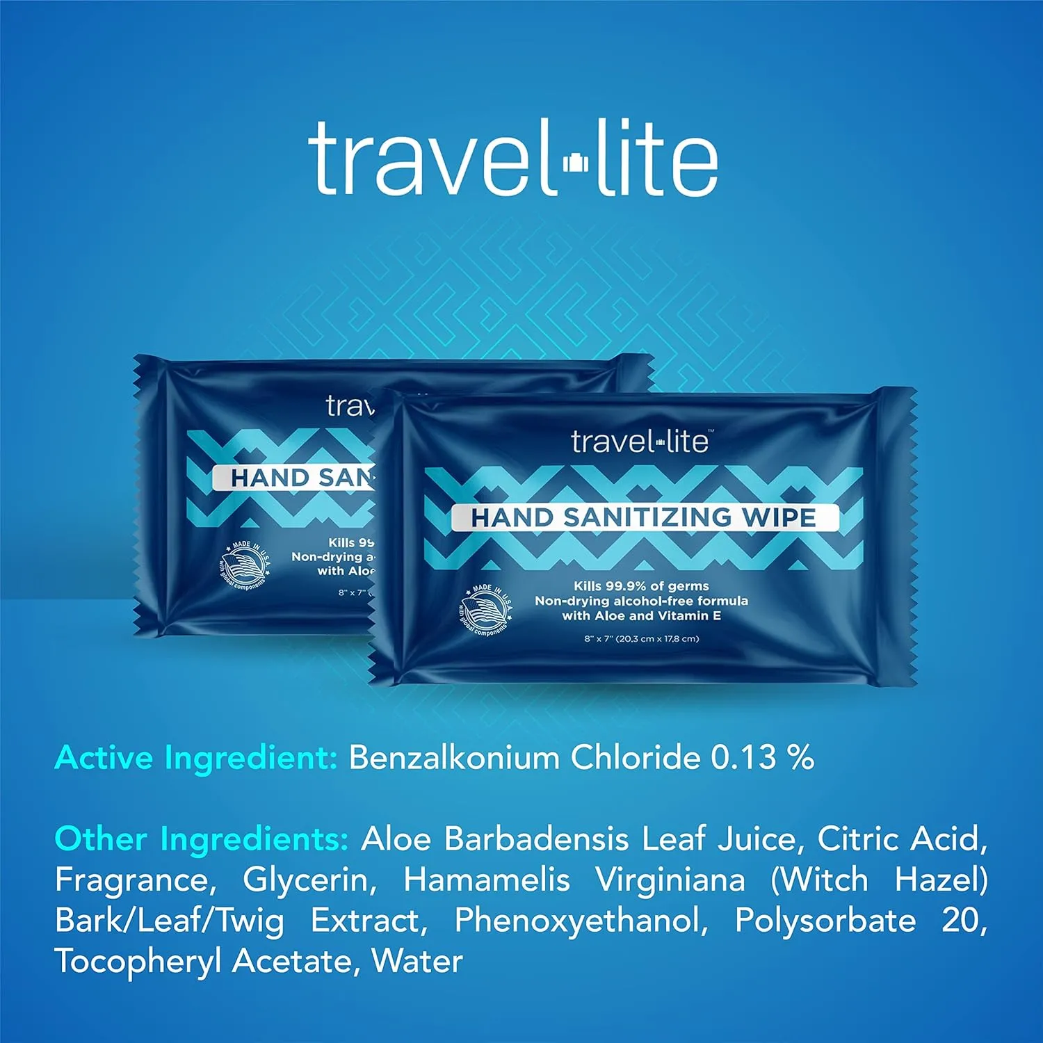 Alcohol-Free Hand Wipes with Aloe Vera and Vitamin E, Fresh Scent 50ct Individually Wrapped Travel Essentials Wipes for Adults and Kids