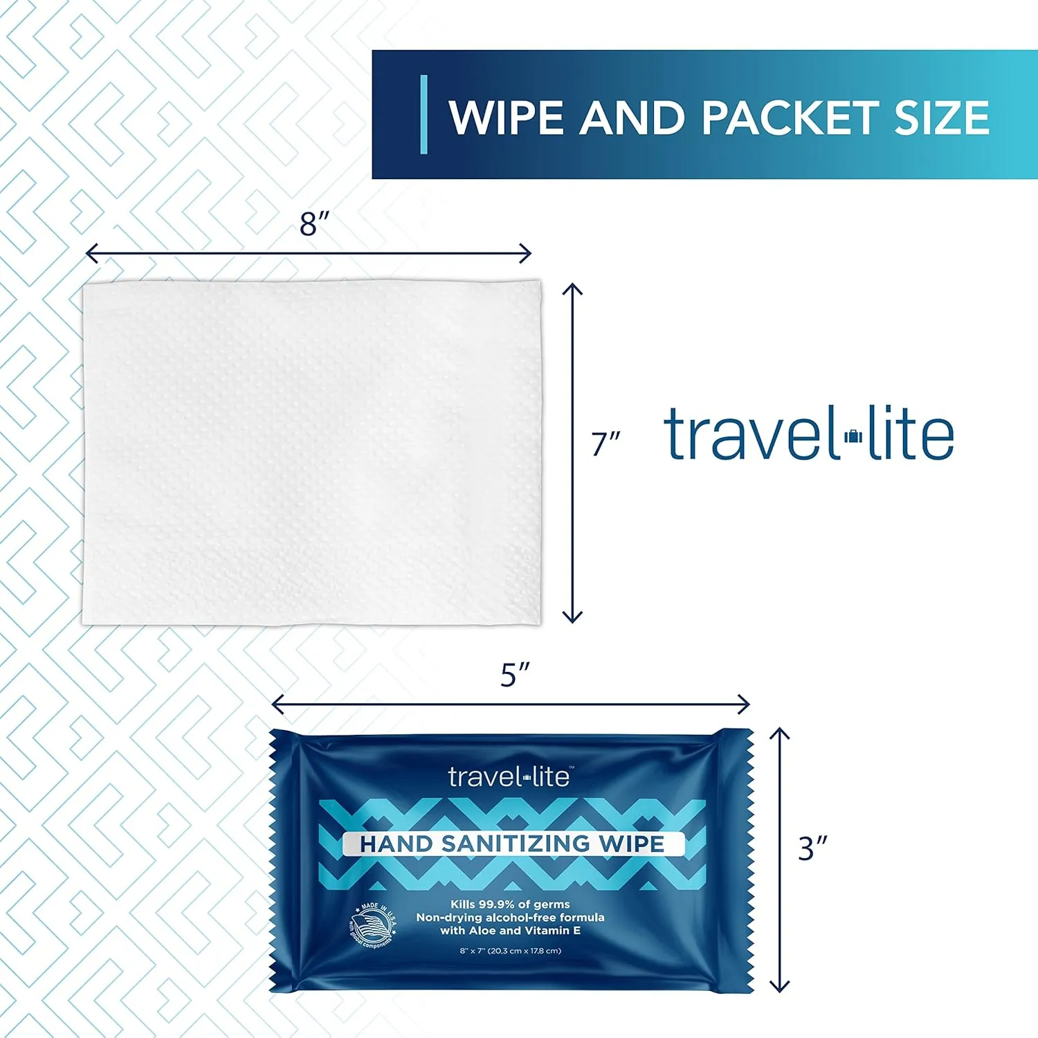 Alcohol-Free Hand Wipes with Aloe Vera and Vitamin E, Fresh Scent 50ct Individually Wrapped Travel Essentials Wipes for Adults and Kids