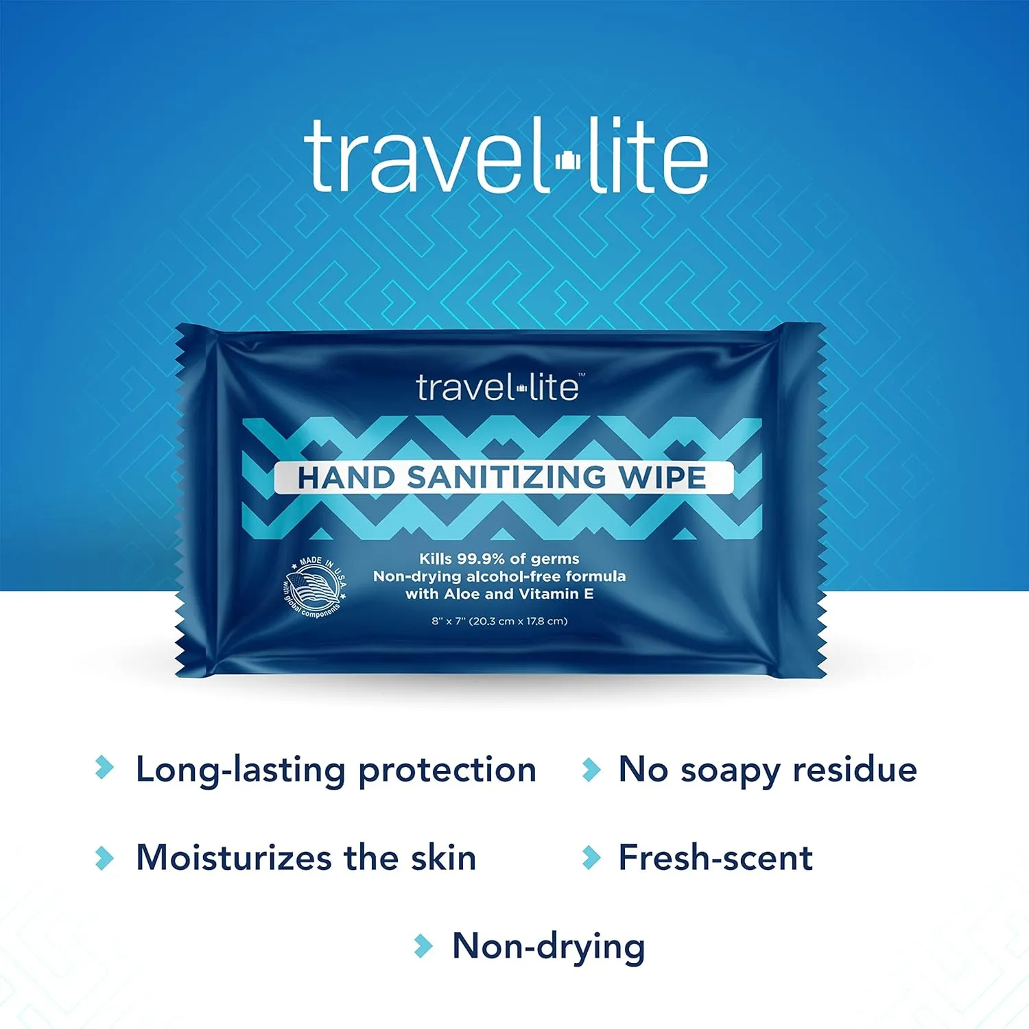 Alcohol-Free Hand Wipes with Aloe Vera and Vitamin E, Fresh Scent 50ct Individually Wrapped Travel Essentials Wipes for Adults and Kids