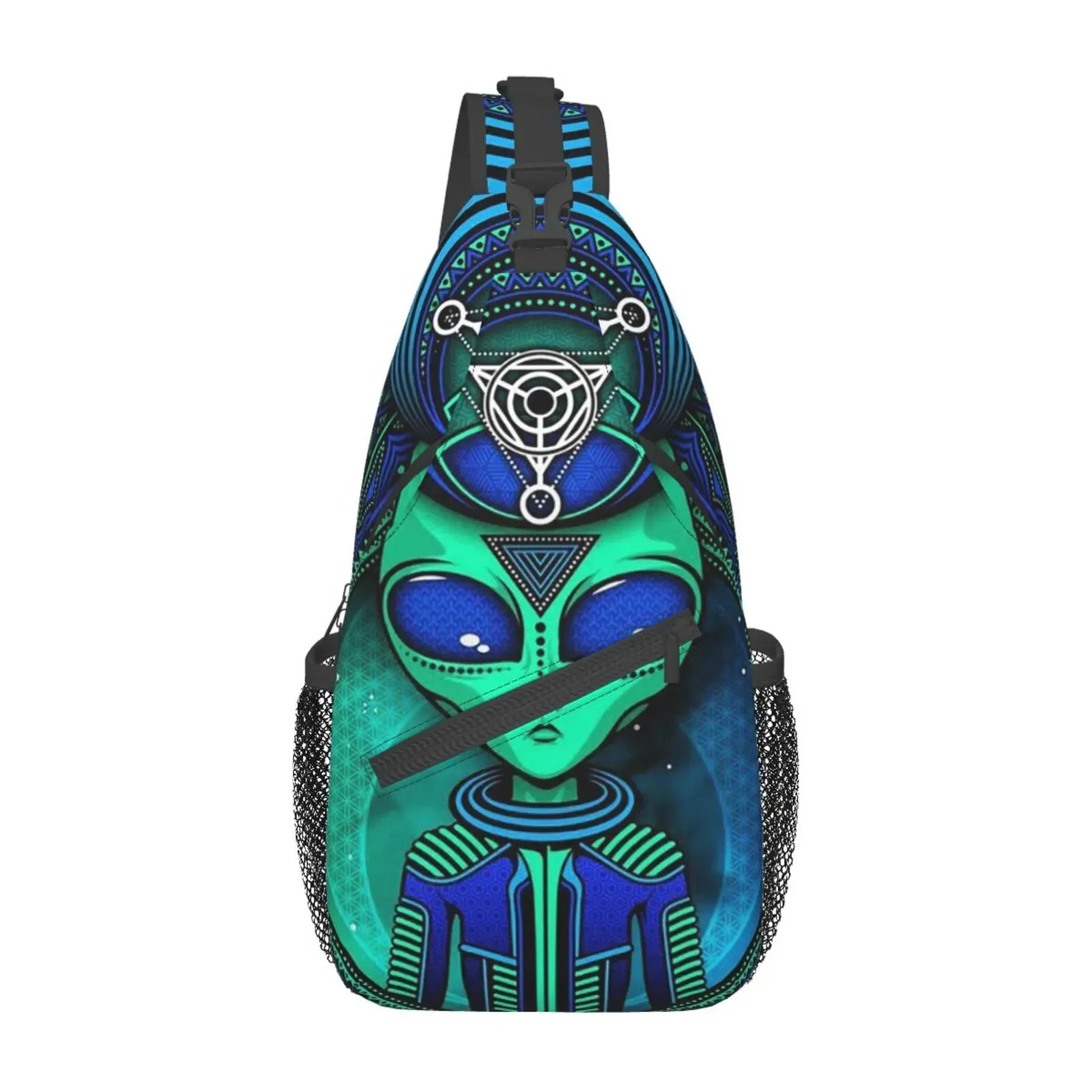 Alien Trip Bag Teardrop Backpack Crossbody Backpack Unisex Sling Chest Bag Gym Bag Travel Bag
