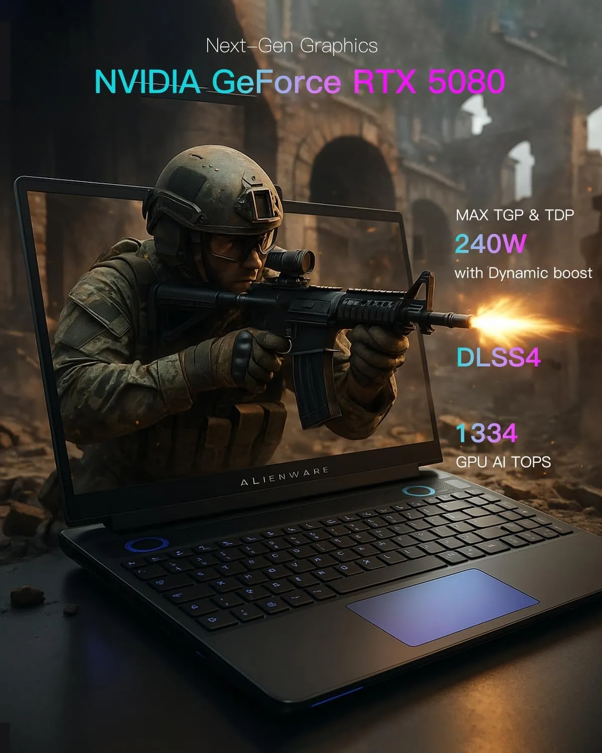 Alienware 16 Area-51 Gaming Laptop • NVIDIA GeForce RTX 5080 • Intel Ultra 9 275HX • 16.0" QHD  240Hz Display • w/Office& External DVD Drive • Backlit KB • Win 11 Pro • WiFi 7 • 32GB RAM • 1 TB SSD