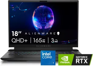 Alienware M18 Gaming Laptop - 18-inch QHD  165Hz 3ms Display, Intel Core i7-14700HX, 16GB DDR5 RAM, 1TB SSD, NVIDIA GeForce RTX 4070 8GB GDDR6, Windows 11 Home, Onsite Service - Dark Metallic Moon