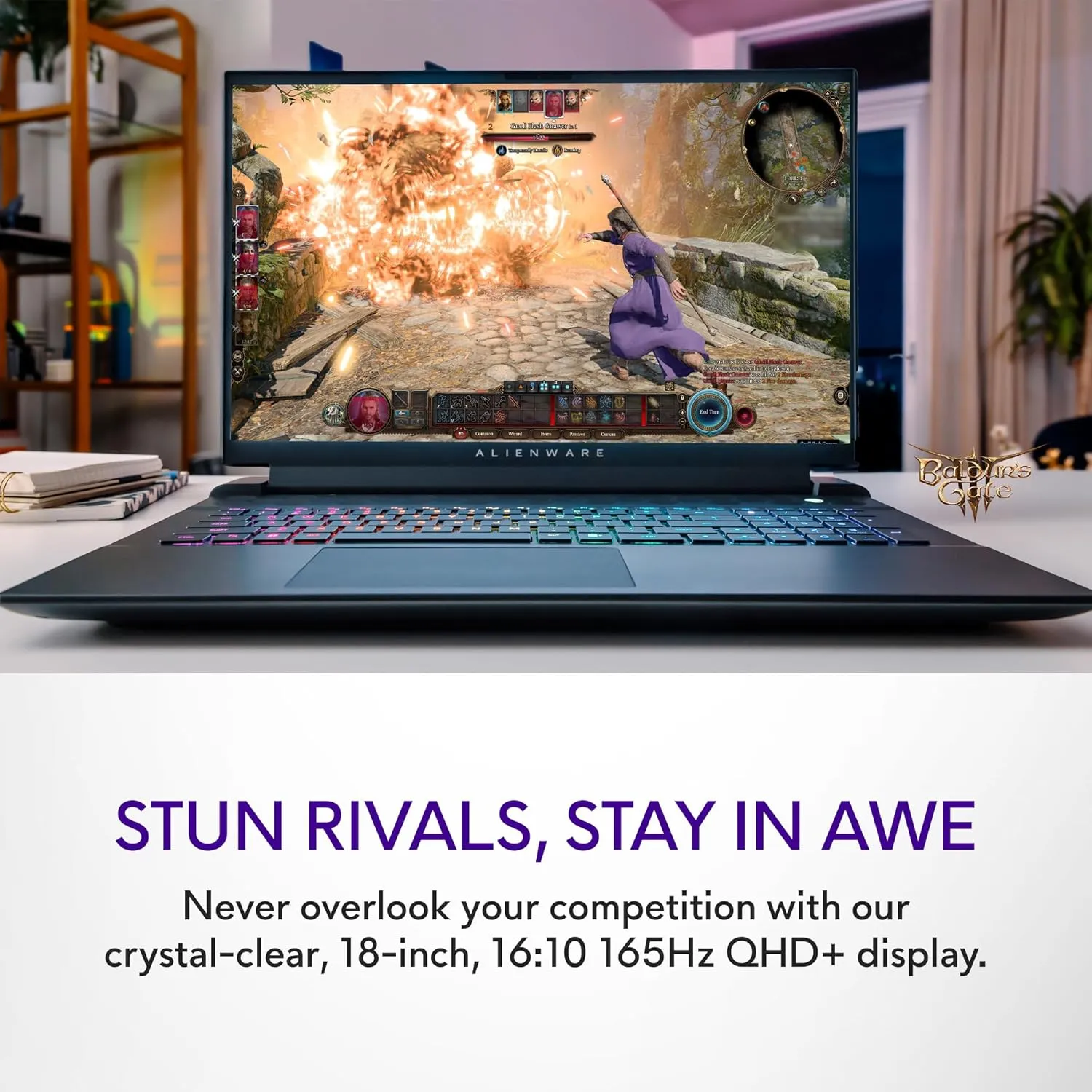 Alienware M18 Gaming Laptop - 18-inch QHD  165Hz 3ms Display, Intel Core i7-14700HX, 16GB DDR5 RAM, 1TB SSD, NVIDIA GeForce RTX 4070 8GB GDDR6, Windows 11 Home, Onsite Service - Dark Metallic Moon