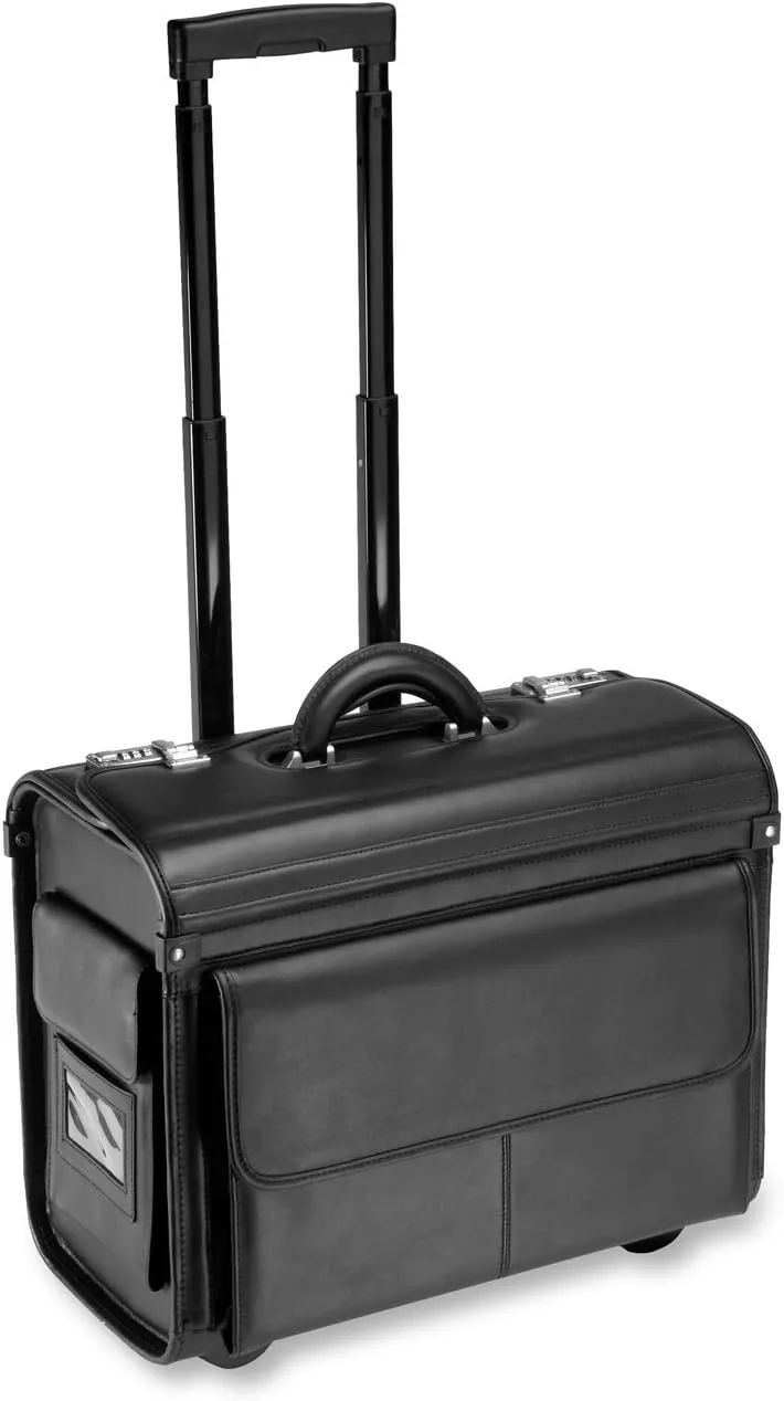 ALL-STATE LEGAL Leather Litigation Bag, Rolling Bag, Catalog Case, Briefcase, 18" L x 14" H x 9" W, Fits Laptop & Legal/Letter Size Files, Retractable Handle, Combination Lock, 1 Each