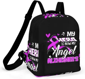 Alzheimer's Disease Awareness Backpacks Laptop Mini Backpacks for Women Travel Shoulder Bag Bookbag Rucksack Daypack 10 Inch