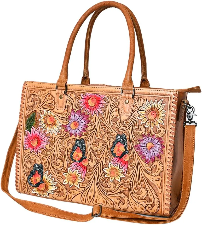 American Darling Genuine Leather Western Women's Hand Tooled Briefcase | Cute Laptop Briefcase