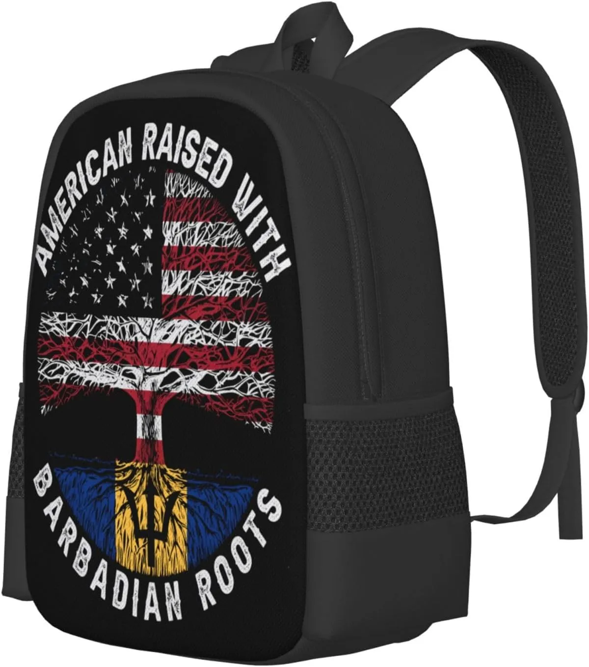 American Raised with Barbadian Roots Casual Backpacks Large Capacity Backpack Laptop Rucksack Sport Daypack Commuter Bags with Adjustable Strap for Traveling Camping