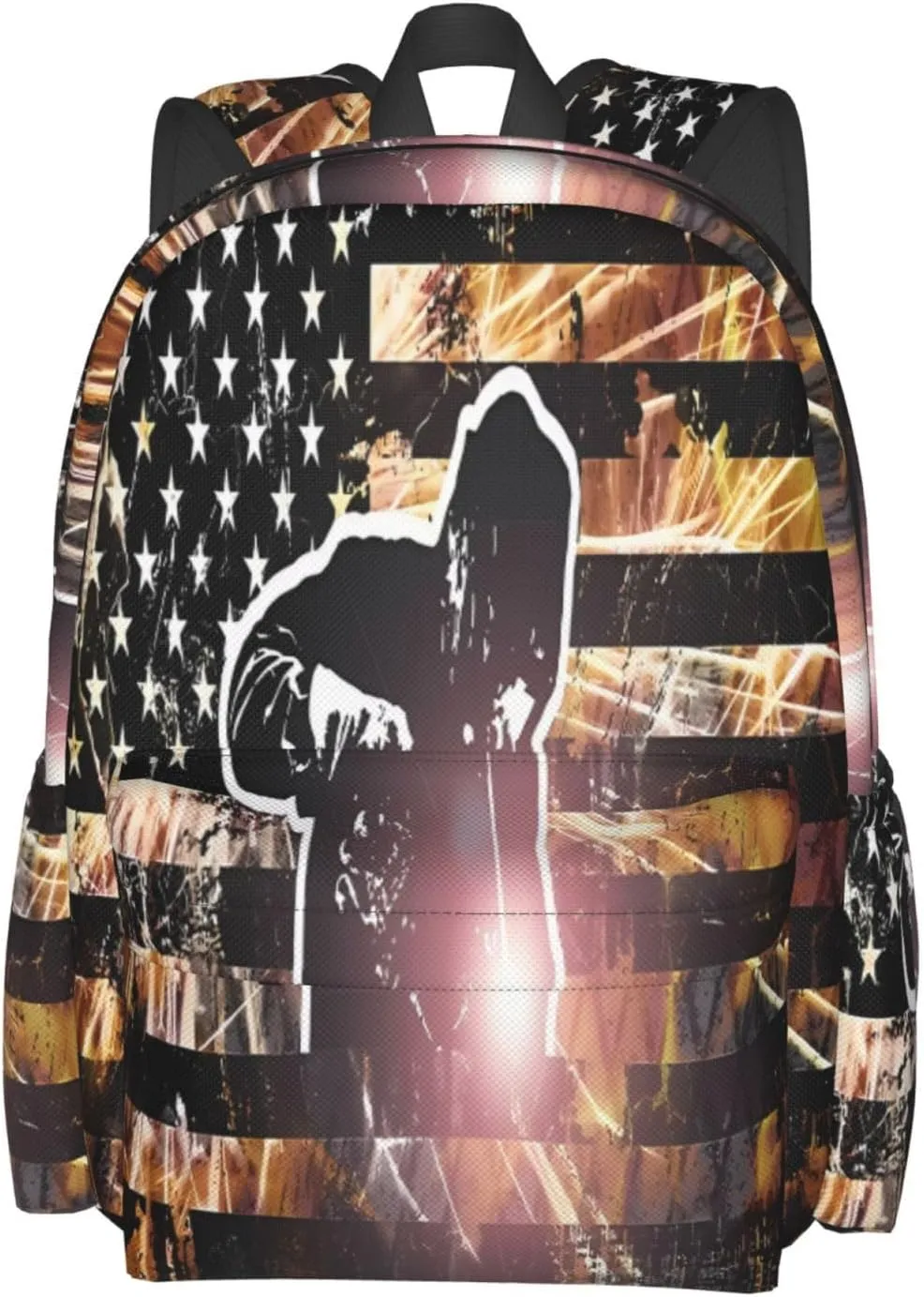 American Welding Flag Sparks and Flames Casual Backpacks Large Travel Backpack Laptop Rucksack Sports Daypack Adjustable Strap Bag for Camping Hiking