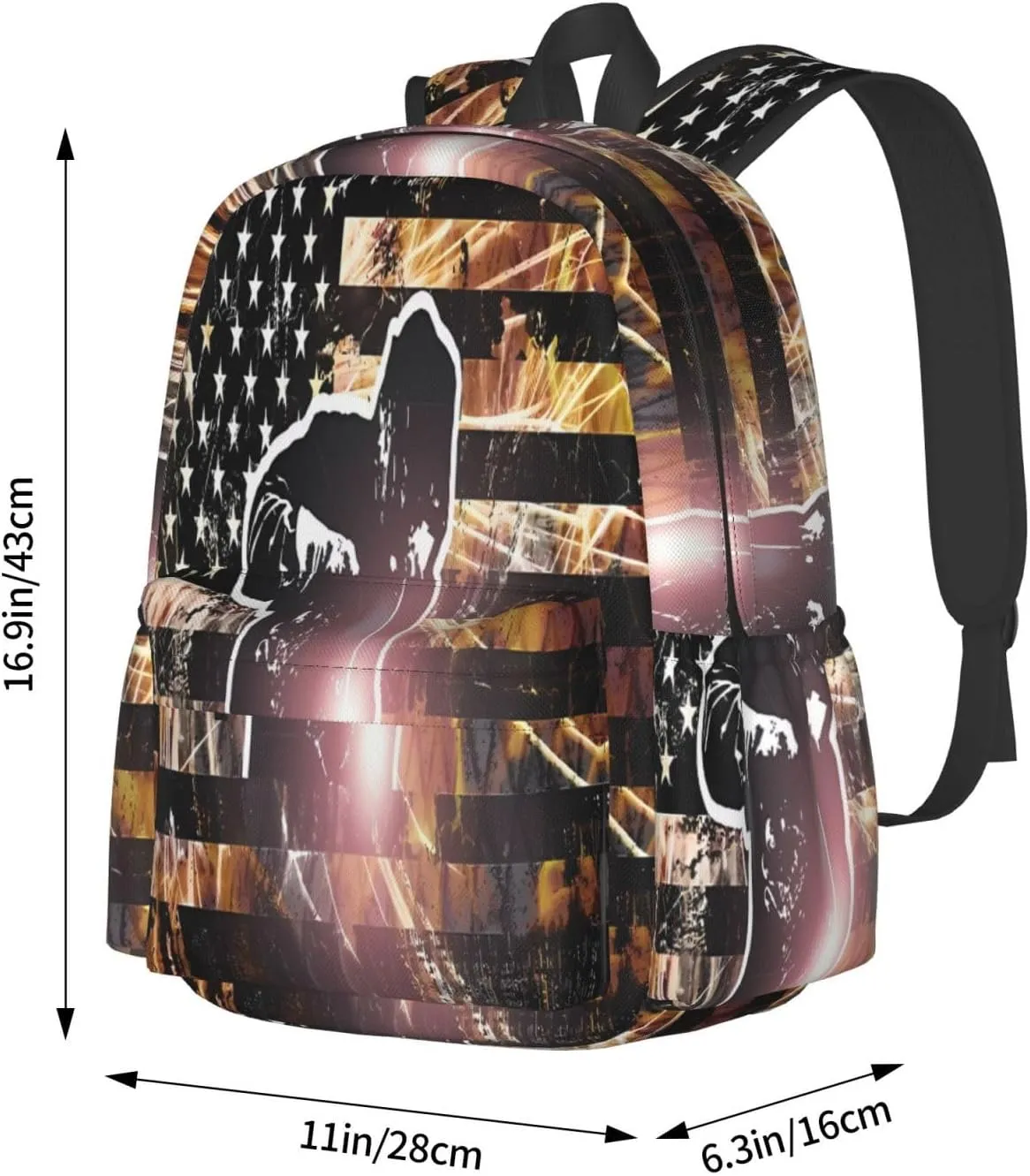 American Welding Flag Sparks and Flames Casual Backpacks Large Travel Backpack Laptop Rucksack Sports Daypack Adjustable Strap Bag for Camping Hiking