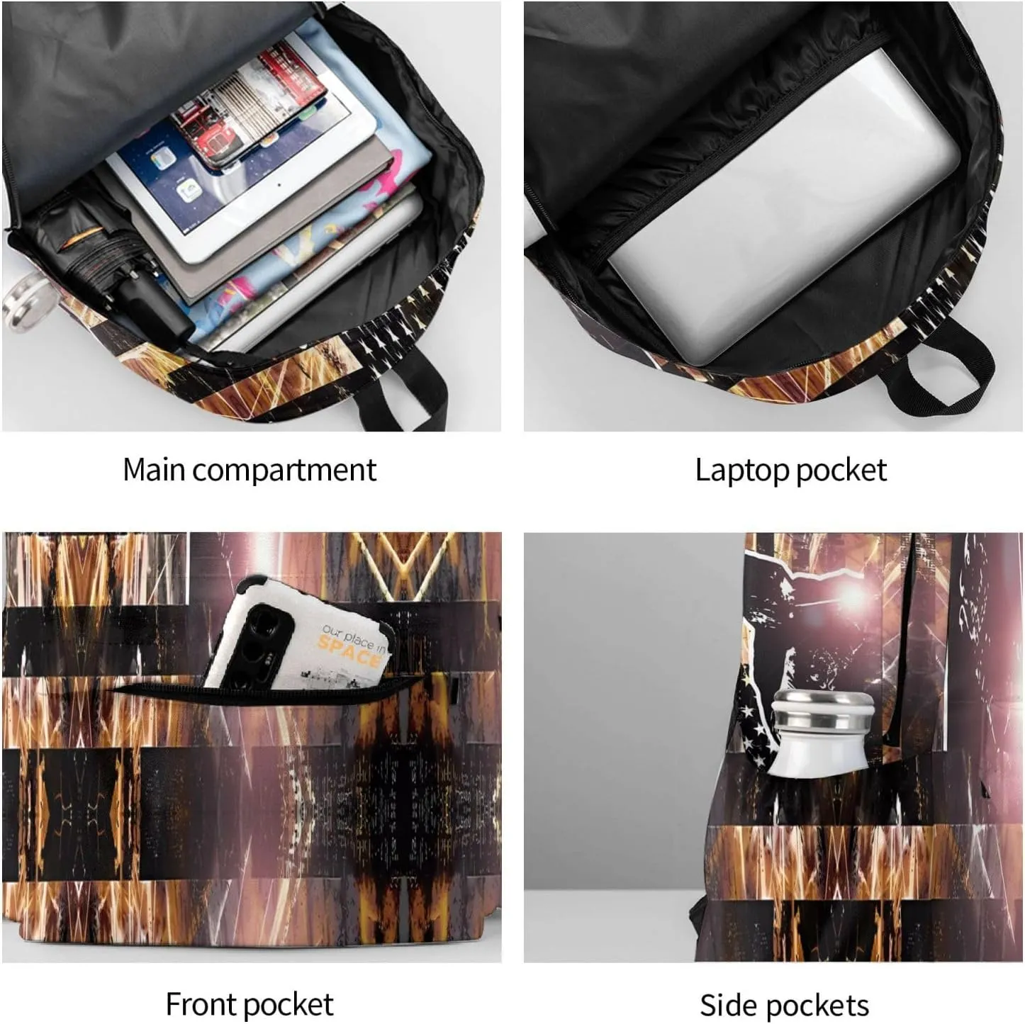 American Welding Flag Sparks and Flames Casual Backpacks Large Travel Backpack Laptop Rucksack Sports Daypack Adjustable Strap Bag for Camping Hiking
