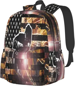 American Welding Flag Sparks and Flames Casual Backpacks Large Travel Backpack Laptop Rucksack Sports Daypack Adjustable Strap Bag for Camping Hiking