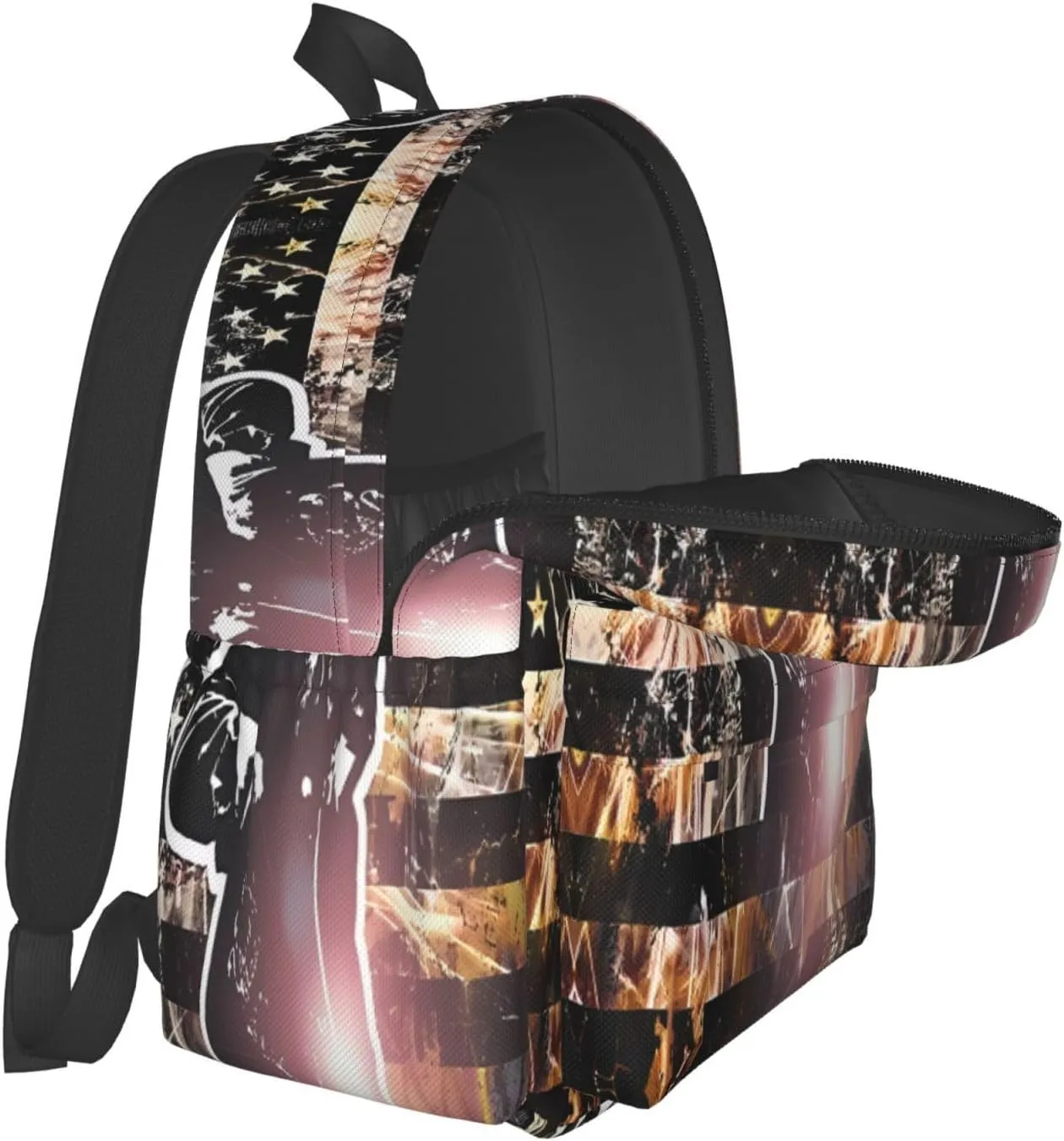 American Welding Flag Sparks and Flames Casual Backpacks Large Travel Backpack Laptop Rucksack Sports Daypack Adjustable Strap Bag for Camping Hiking