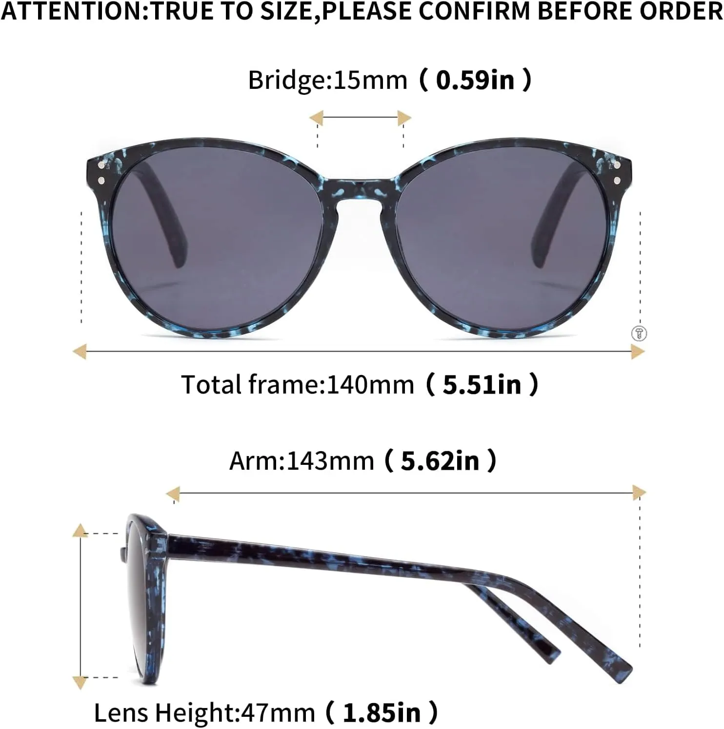 Amorays Cat Eyes Progressive Multifocus Reading Sunglasses for Women UV Protection Multifocal Top Clear Trifocal Sun Readers