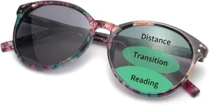Amorays Cat Eyes Progressive Multifocus Reading Sunglasses for Women UV Protection Multifocal Top Clear Trifocal Sun Readers
