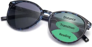 Amorays Cat Eyes Progressive Multifocus Reading Sunglasses for Women UV Protection Multifocal Top Clear Trifocal Sun Readers