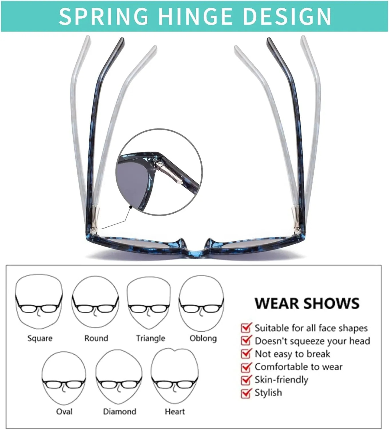 Amorays Cat Eyes Progressive Multifocus Reading Sunglasses for Women UV Protection Multifocal Top Clear Trifocal Sun Readers