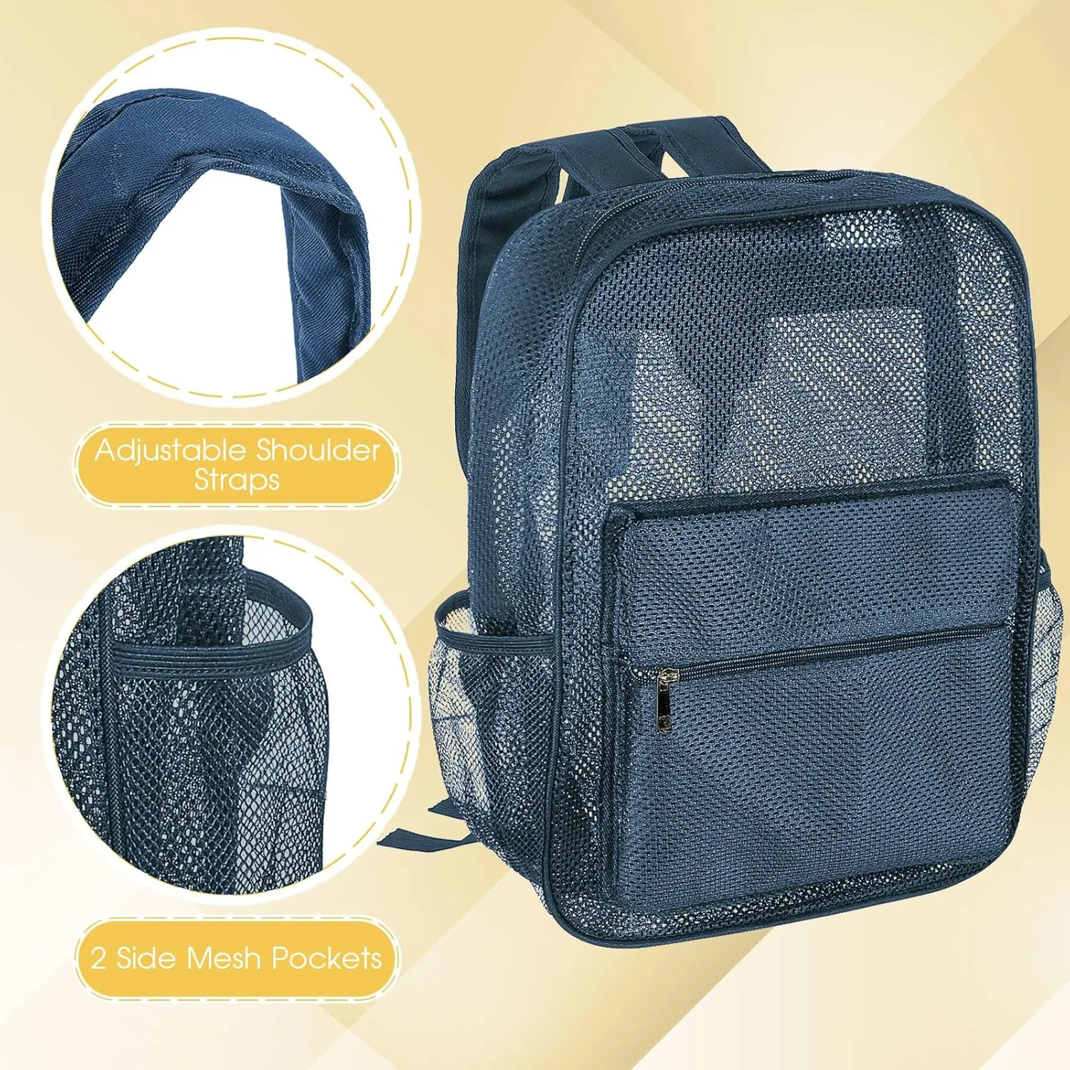 Amylove 12 Pcs Mesh Backpacks Bulk 17 Inch See Through Backpack in Bulk Heavy Duty Beach Bag for Sports Travel (Multicolor)