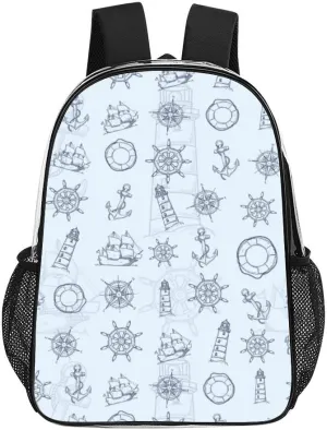 Anchor Navigation Blue Clear Backpacks PVC Transparent Laptop Backpack Multipurpose Double Shoulder Bag for Men Women Gifts
