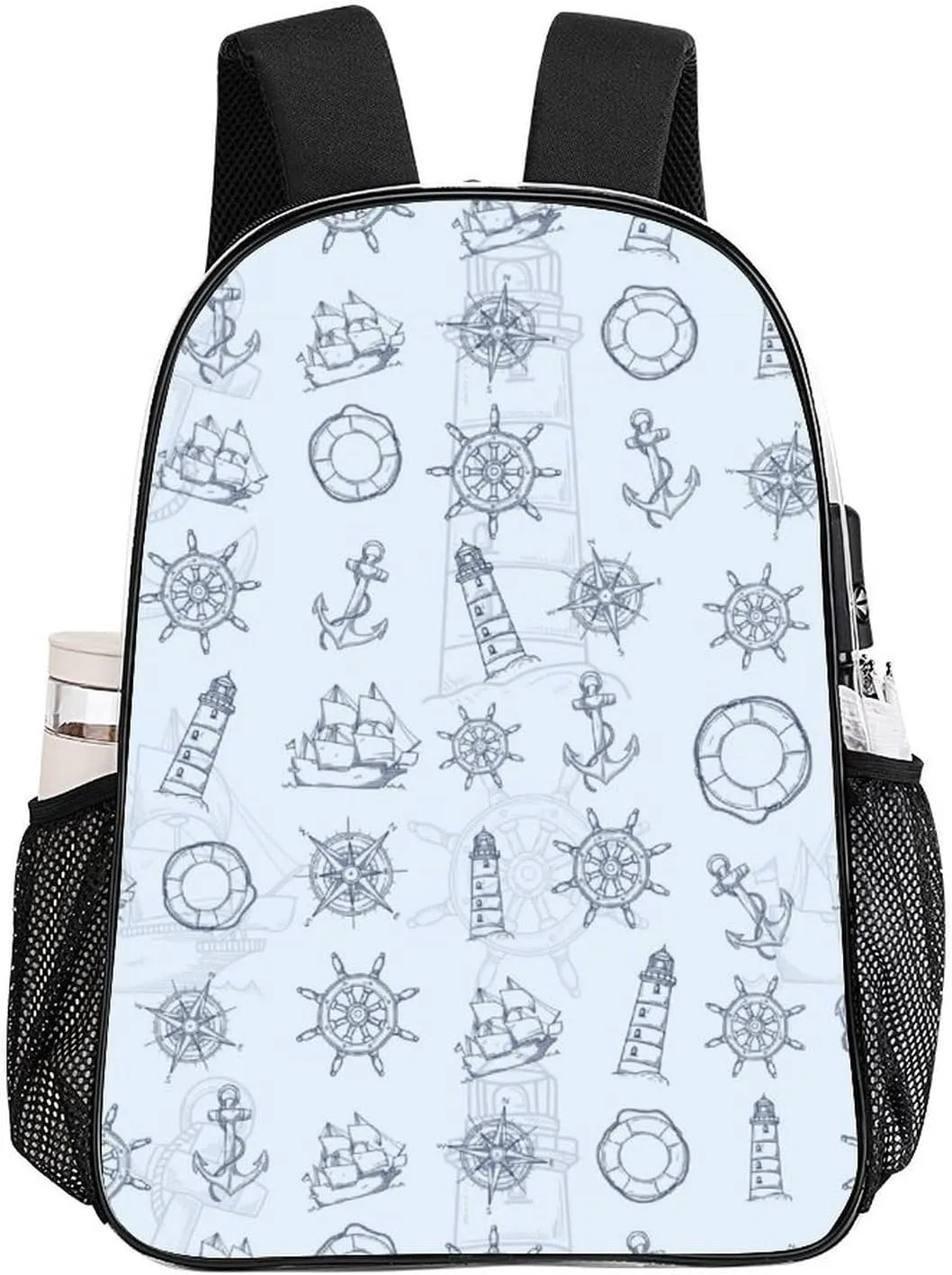 Anchor Navigation Blue Clear Backpacks PVC Transparent Laptop Backpack Multipurpose Double Shoulder Bag for Men Women Gifts