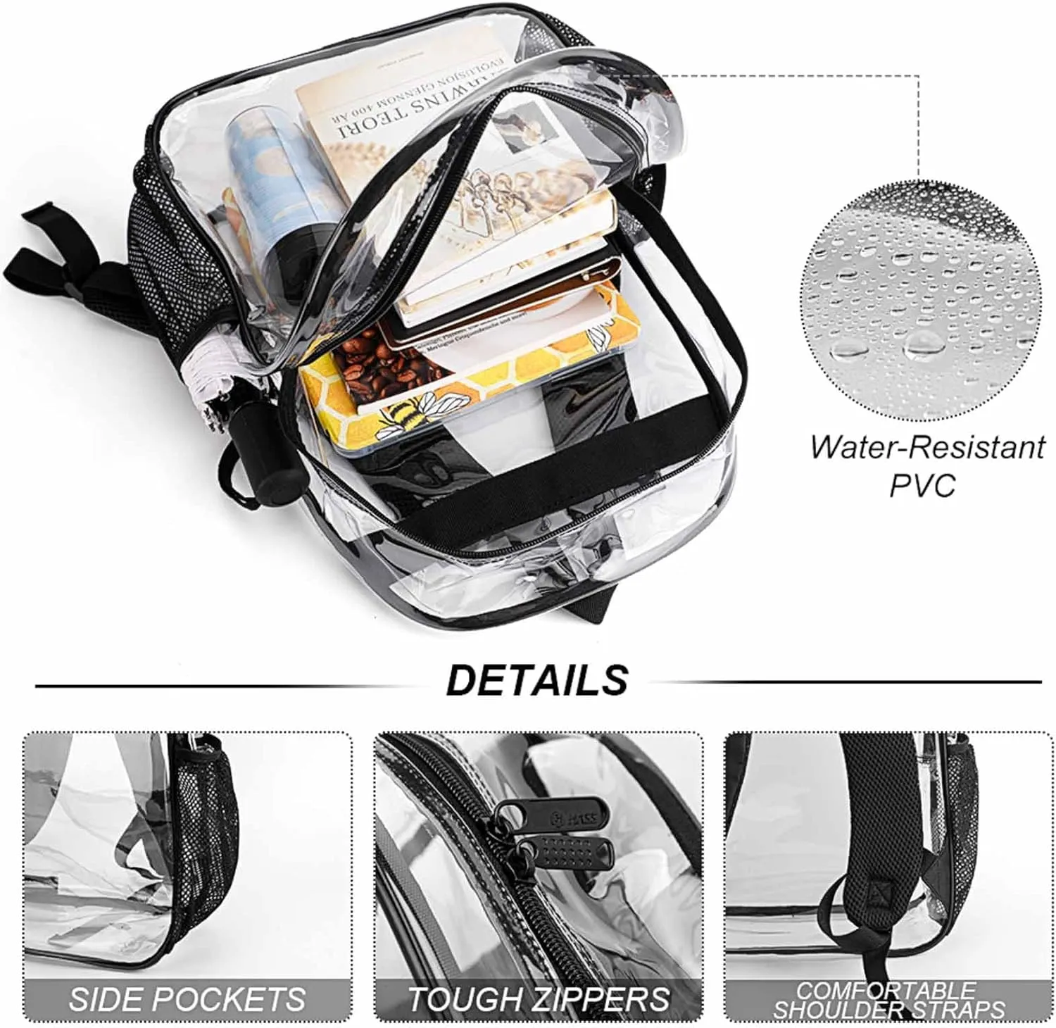 Anchor Navigation Blue Clear Backpacks PVC Transparent Laptop Backpack Multipurpose Double Shoulder Bag for Men Women Gifts