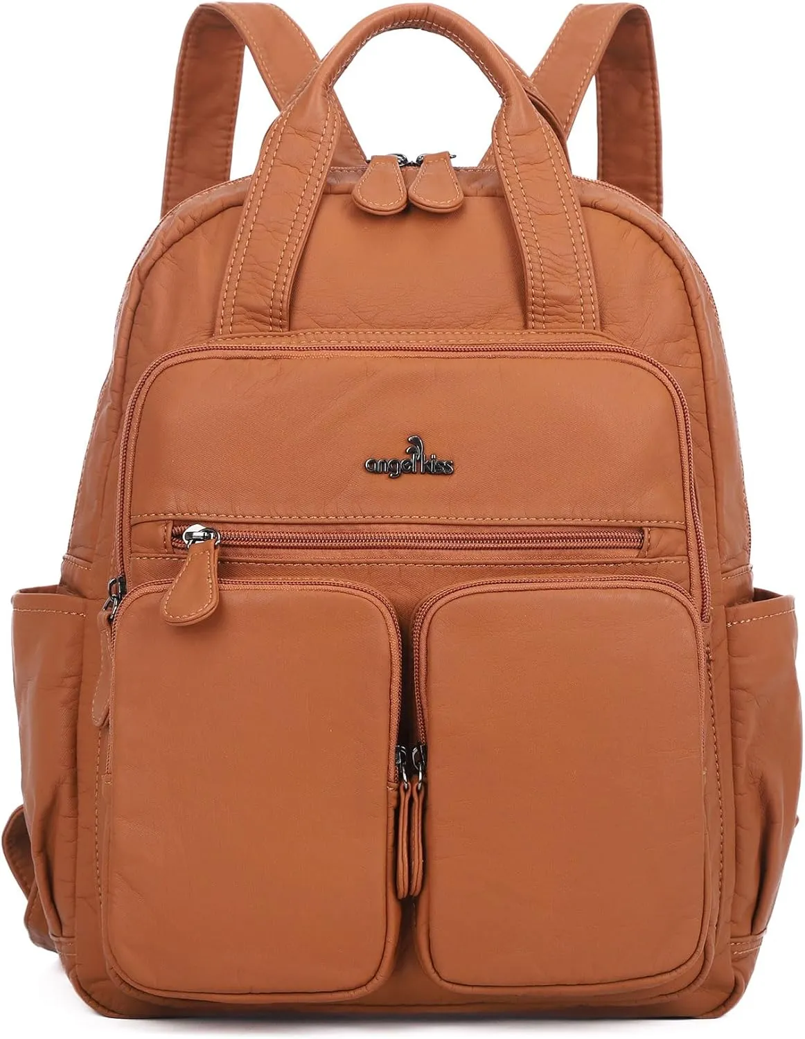 Angel Kiss Backpack Purse for Women Soft Washed Leather Multi Pocket Casual Travel Backpacks…