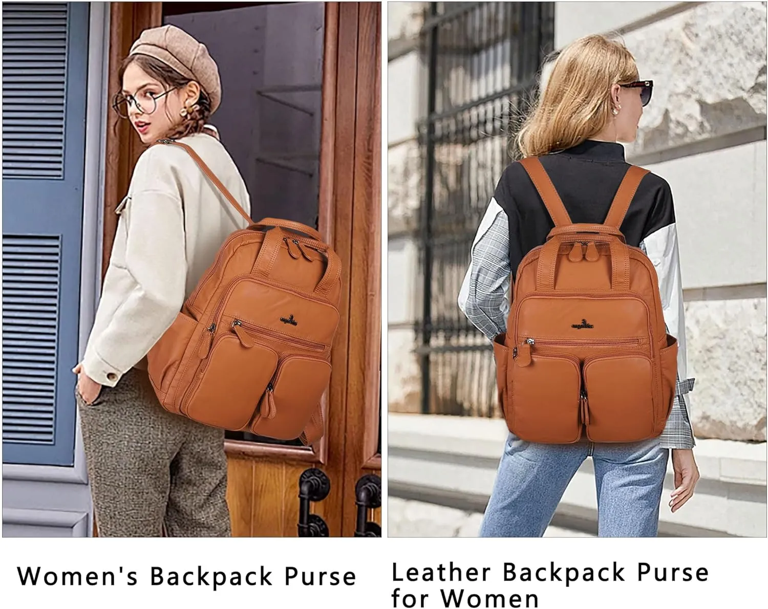 Angel Kiss Backpack Purse for Women Soft Washed Leather Multi Pocket Casual Travel Backpacks…