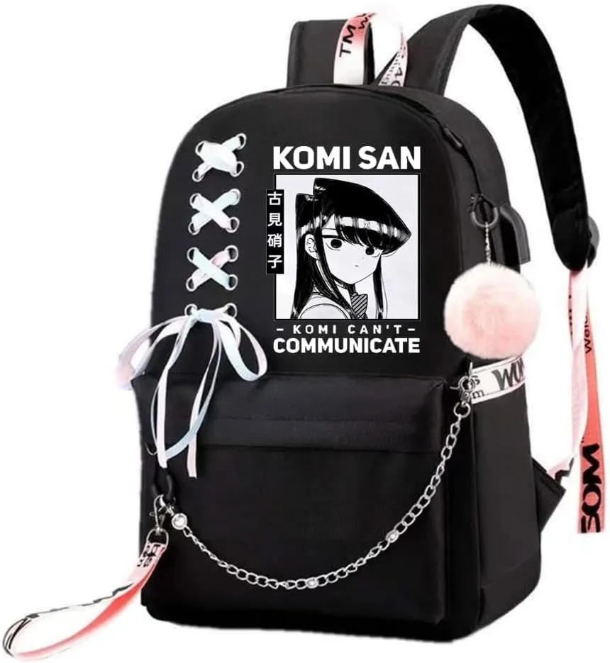 Anime Komi Cant Communicate Komi Shouko Backpack Komi San Excited Cosplay Ribbon Backpack (4)