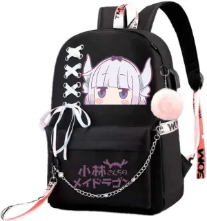 Anime Miss Kobayashi's Dragon Maid Kanna kamui Backpack Cosplay Kawaii Ribbon Bag Pink