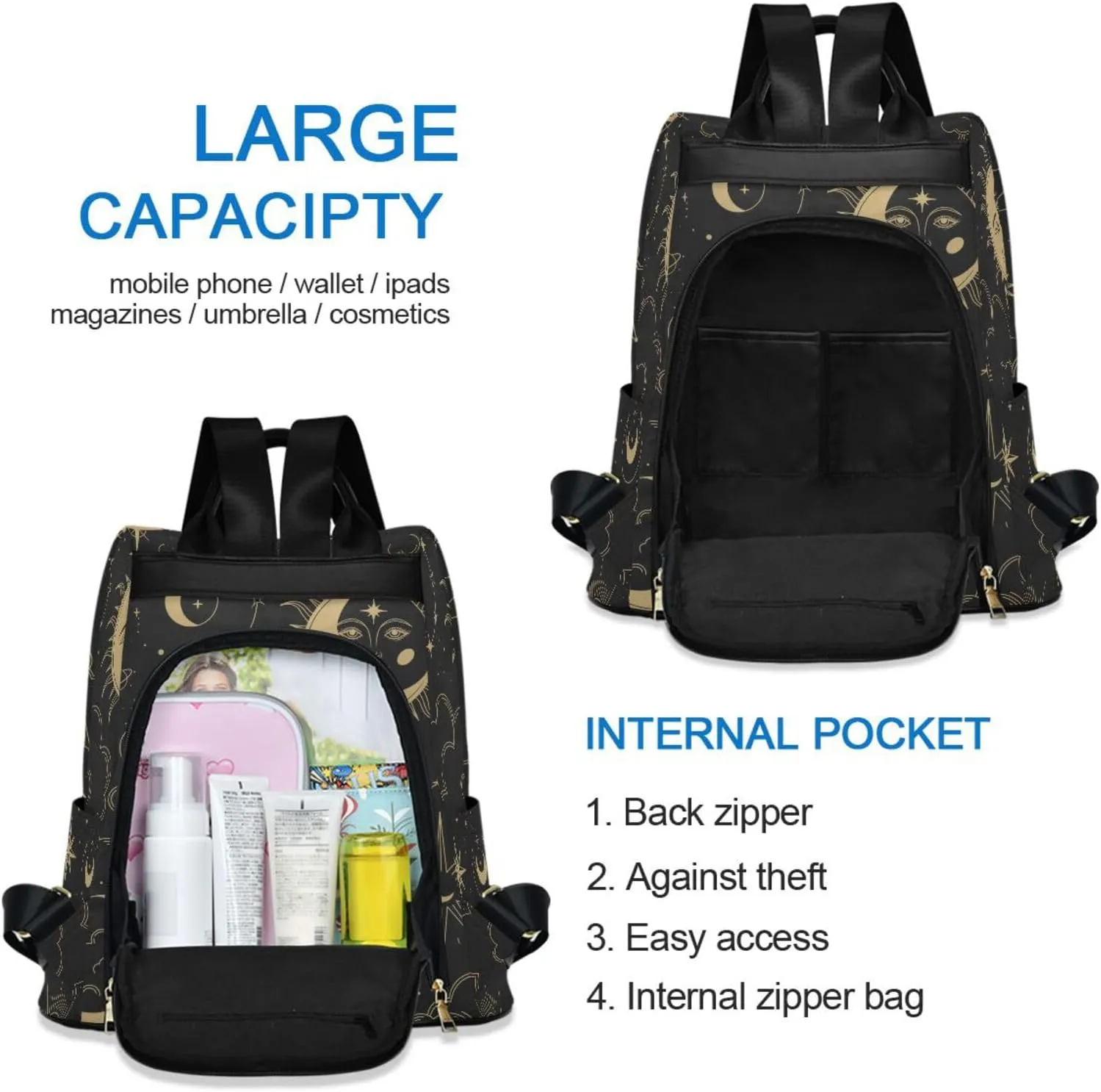 Anti-theft Backpack Purse BackPacks Handbags for Women Travel Rucksack Lightweight Shoulder Bags Starry Sky Pattern 6