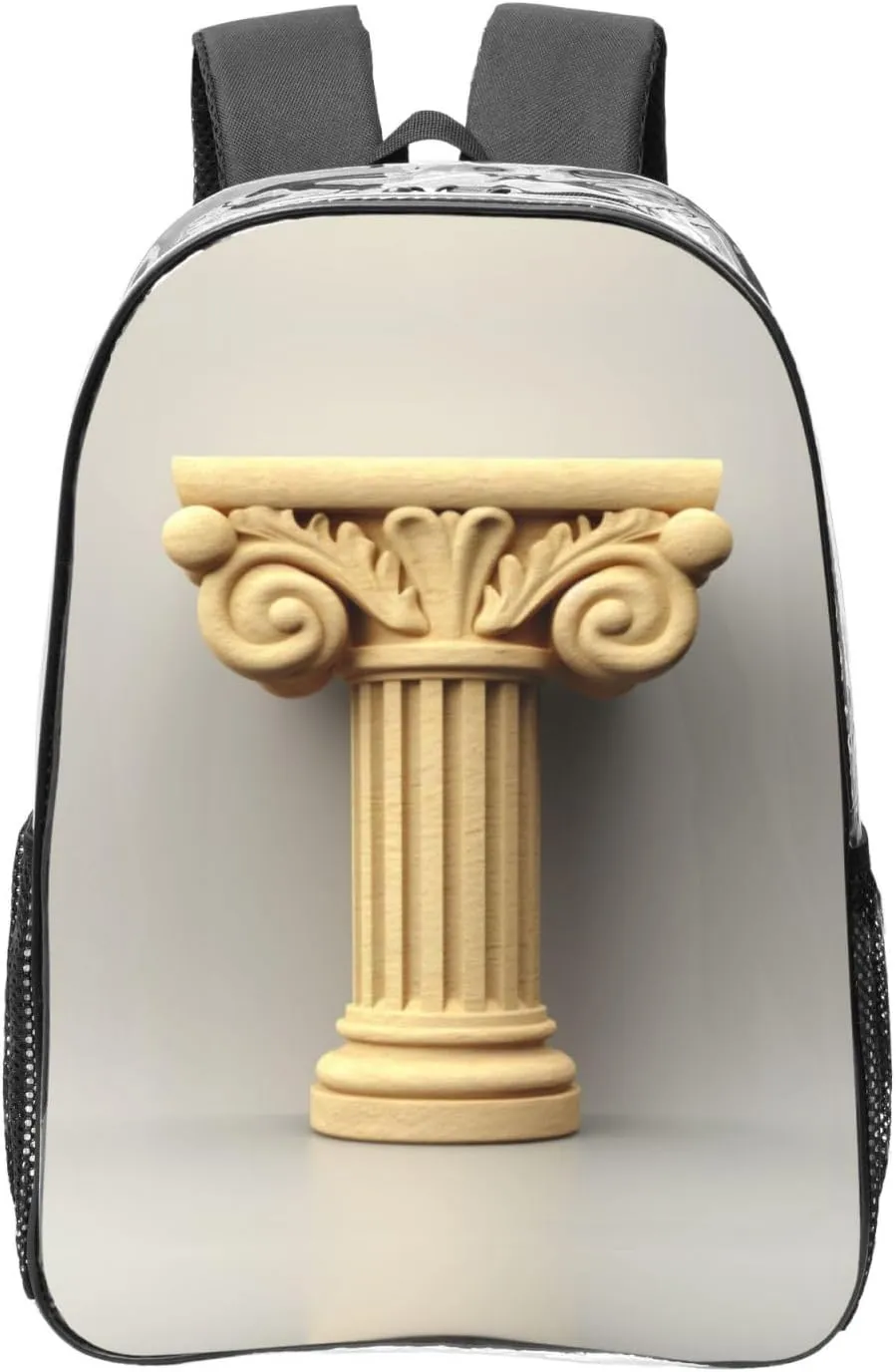 Antique Building with Roman Olive Branch and Greek Print Stylish Adjustable Shoulder Straps Clear Backpack For Sport Events Travel