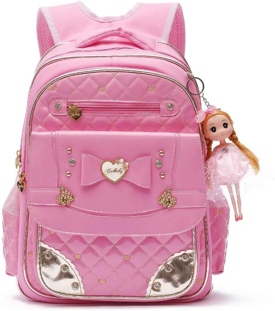 AO ALI VICTORY Backpack for Girls, Waterproof Kids Backpacks School Bag Toddler Bookbags Cute Travel Daypack (Small, A-Pink)