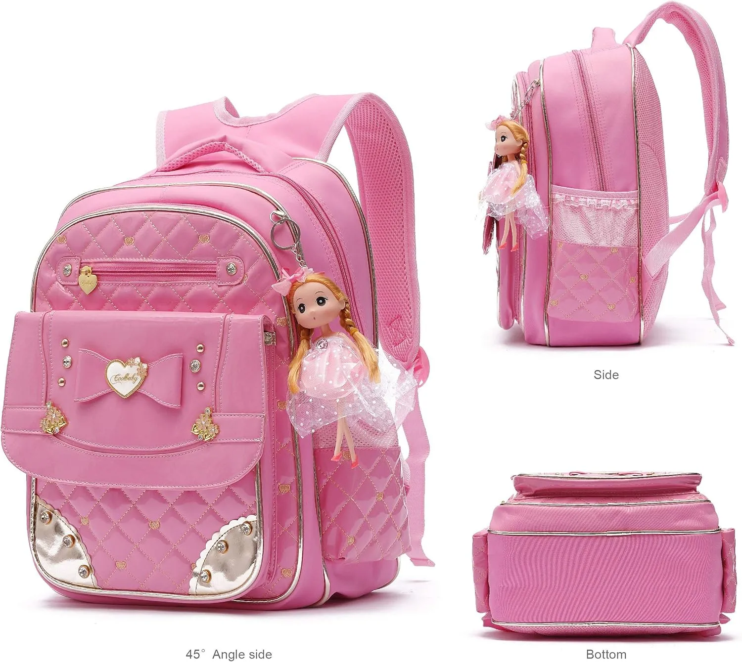 AO ALI VICTORY Backpack for Girls, Waterproof Kids Backpacks School Bag Toddler Bookbags Cute Travel Daypack (Small, A-Pink)
