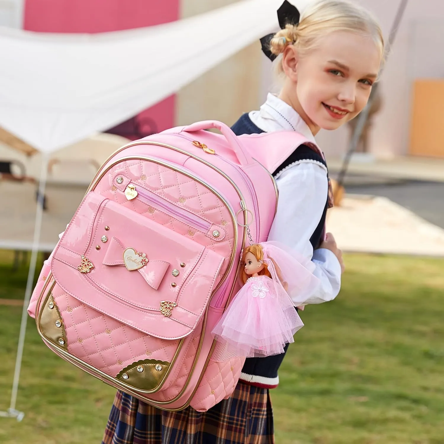AO ALI VICTORY Backpack for Girls, Waterproof Kids Backpacks School Bag Toddler Bookbags Cute Travel Daypack (Small, A-Pink)