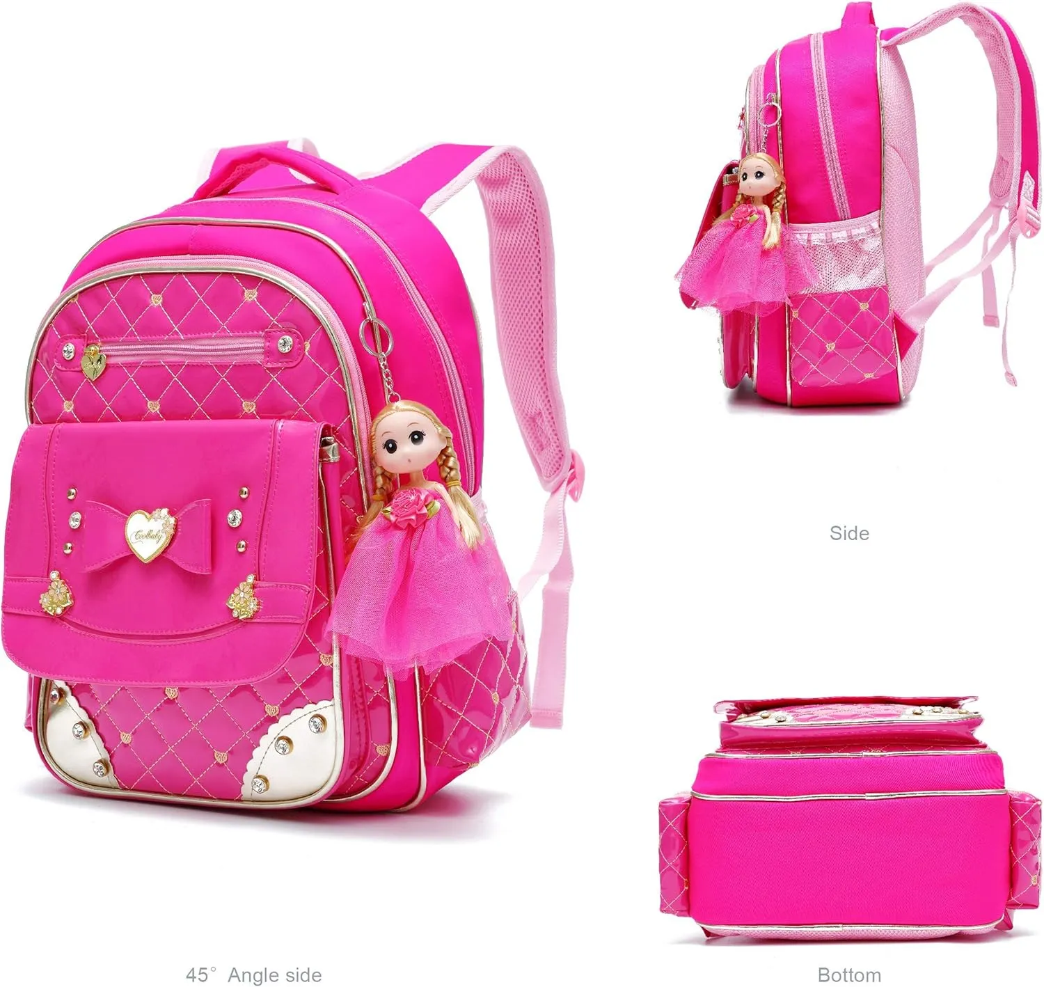 AO ALI VICTORY Backpack for Girls, Waterproof Kids Backpacks School Bag Toddler Bookbags Cute Travel Daypack (Small, A-Rose Red)