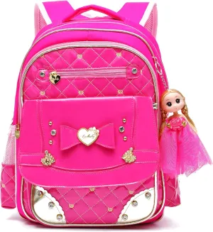 AO ALI VICTORY Backpack for Girls, Waterproof Kids Backpacks School Bag Toddler Bookbags Cute Travel Daypack (Small, A-Rose Red)