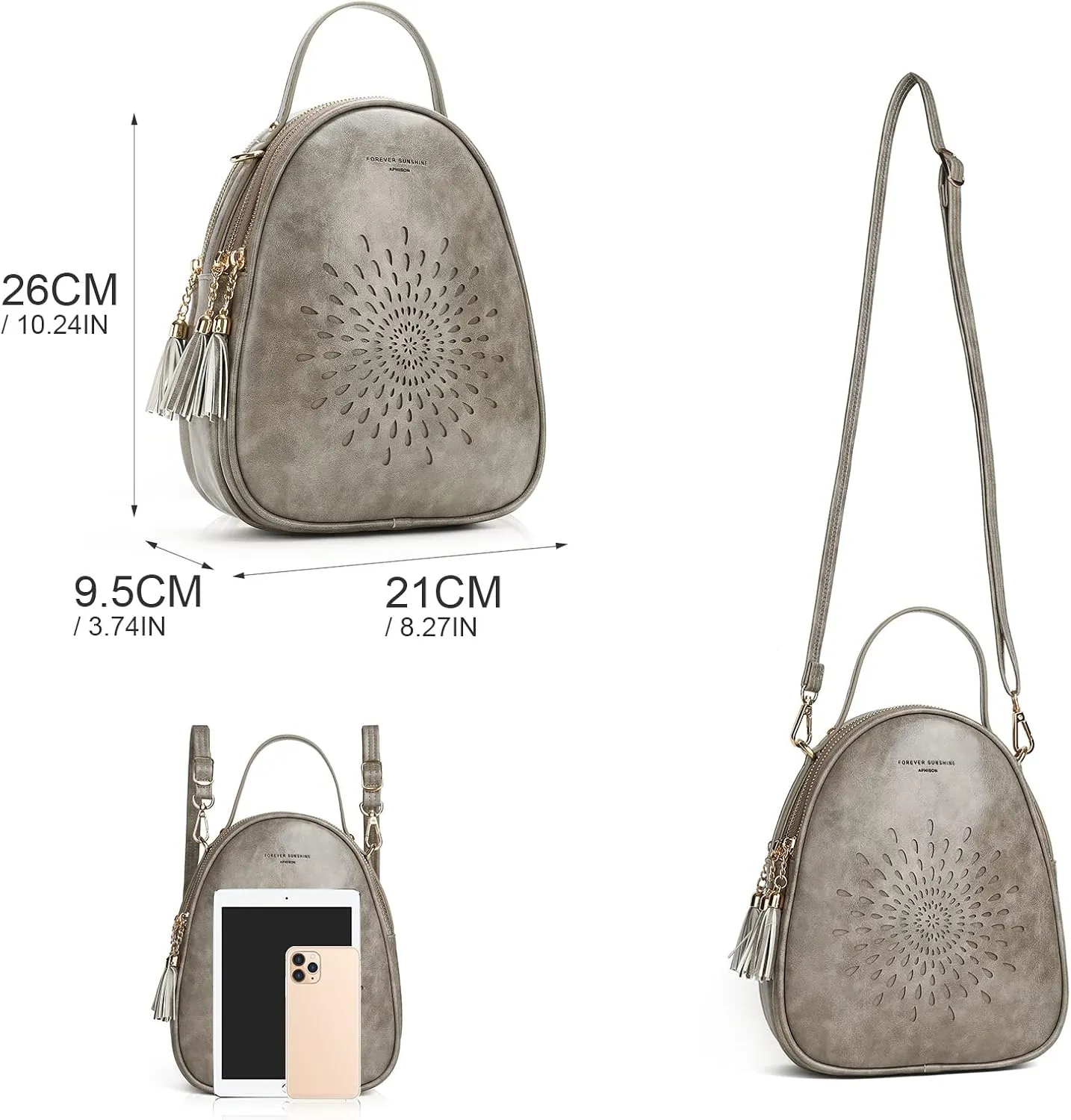 APHISON Small Backpack Purse for Women Cute Mini Backpacks PU Leather Crossbody Shoulder Bags Multifunctional Handbags