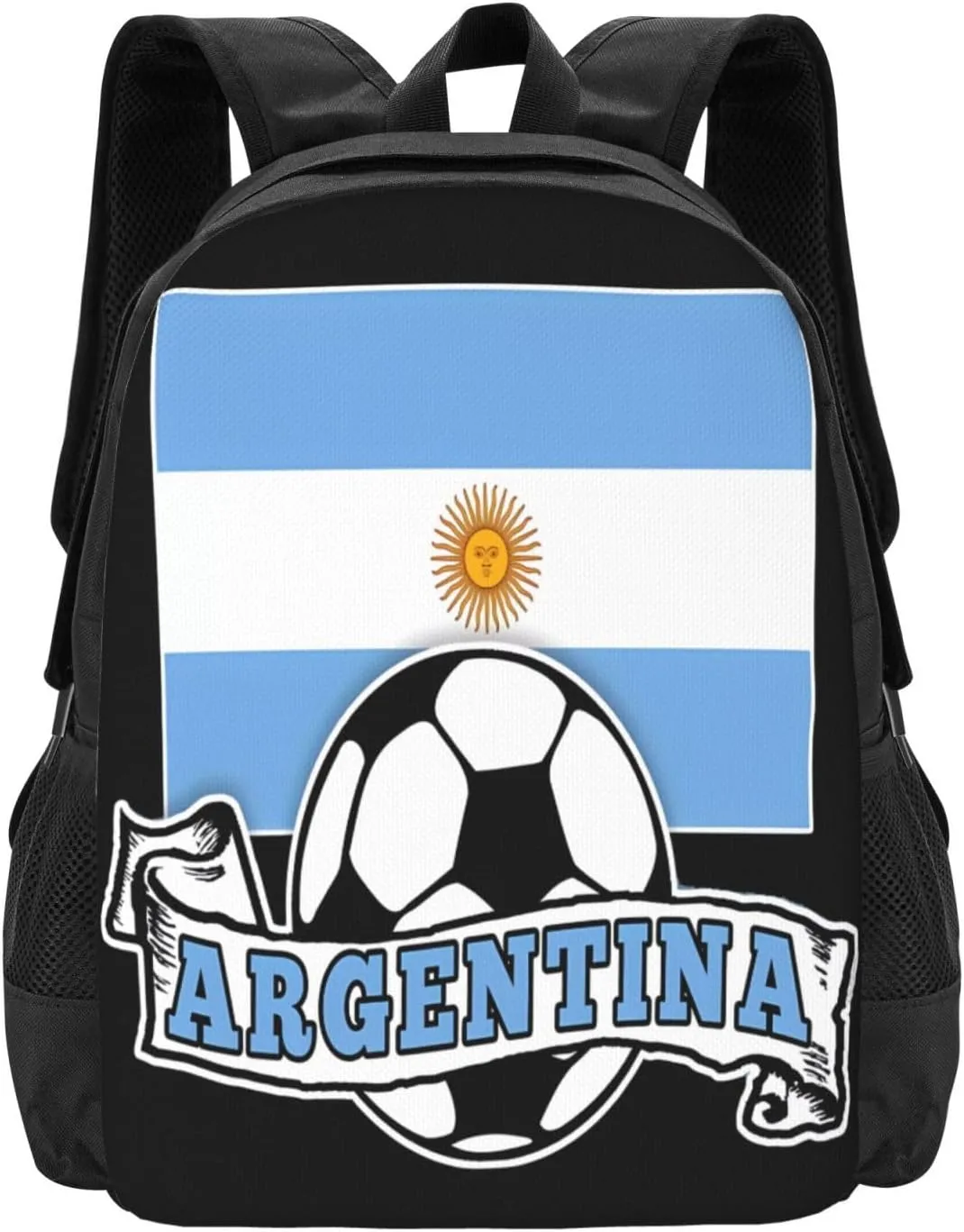 Argentine Soccer Argentina Flag Casual Backpacks Large Capacity Backpack Laptop Rucksack Sport Daypack Commuter Bags with Adjustable Strap for Traveling Camping