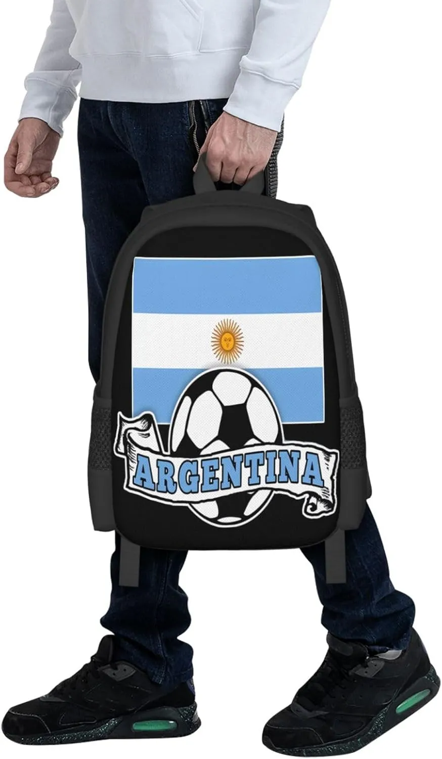 Argentine Soccer Argentina Flag Casual Backpacks Large Capacity Backpack Laptop Rucksack Sport Daypack Commuter Bags with Adjustable Strap for Traveling Camping