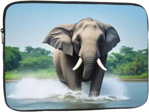 Asian Elephant in The Water Prints Shockproof Portable Laptop Sleeve Bag 10 inch - Protective Case for Men and Women's Business Travel, Office Daily Use