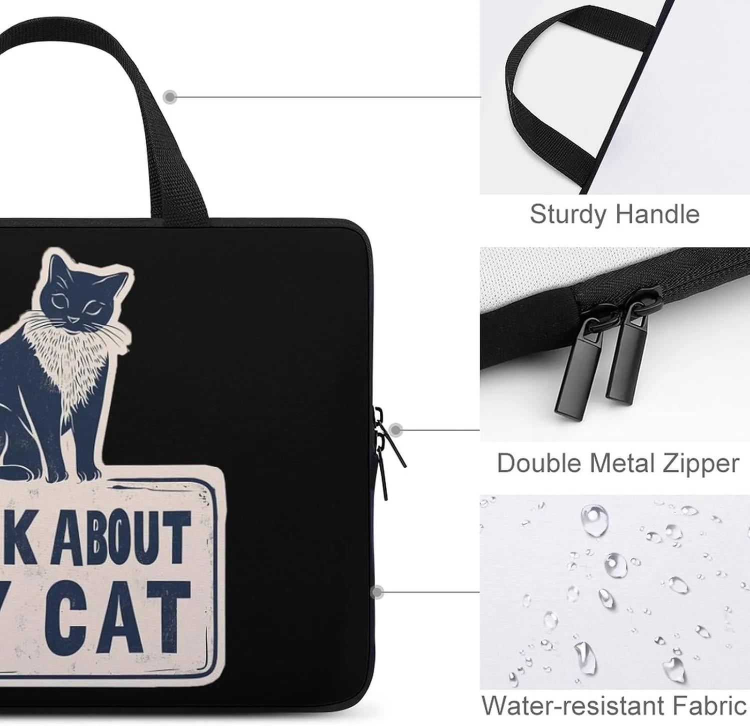 Ask About My Cat Laptop Sleeve Portable Waterproof Computer Bag Pouch Handbag Protective Sleeve