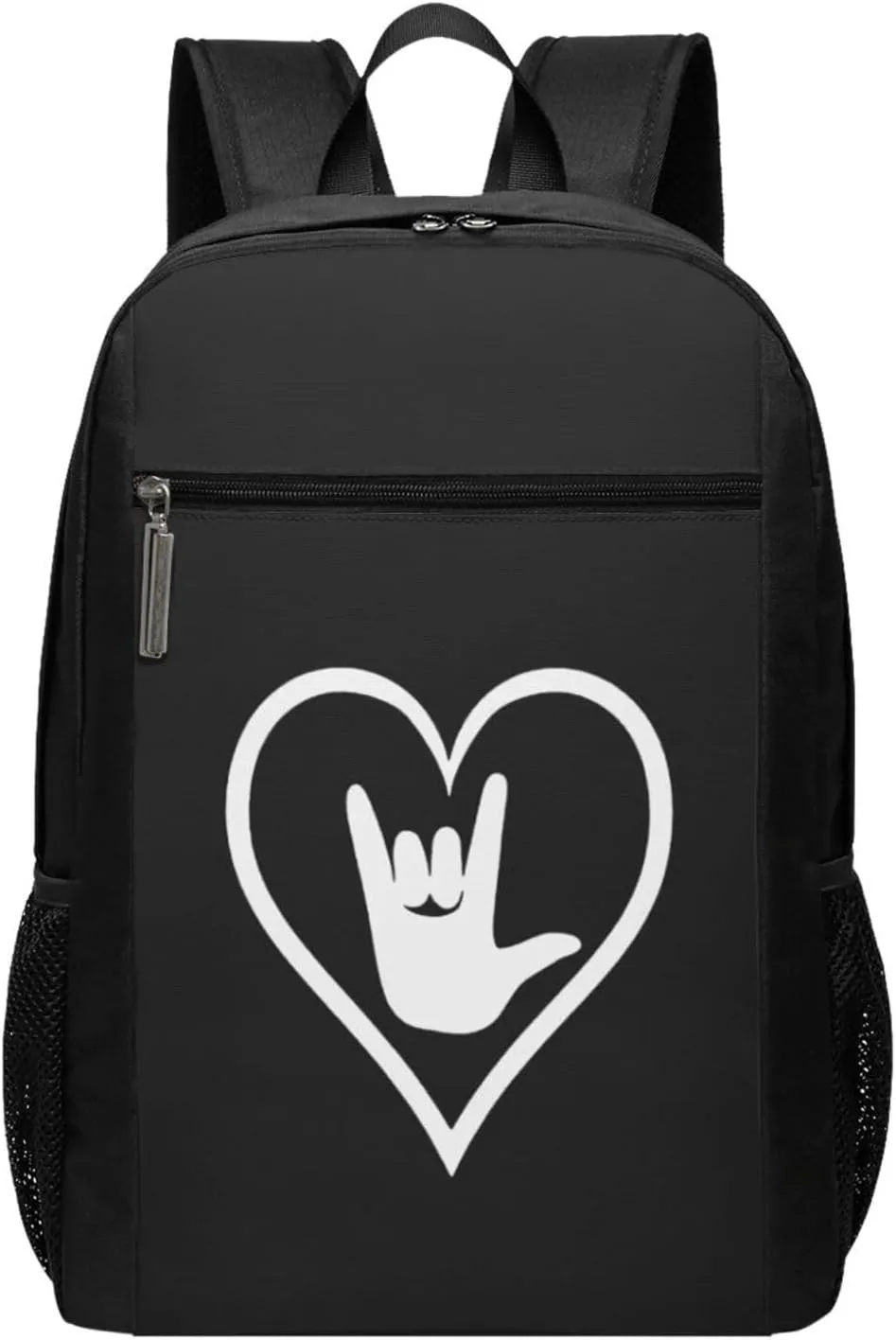 ASL (American Sign Language) I Love You Travel Laptop Backpack, Business Anti Theft Slim Sturdy Laptops Backpacks, College Computer Bag Gift for Men & Women Fits 17 Inch Notebook,Black