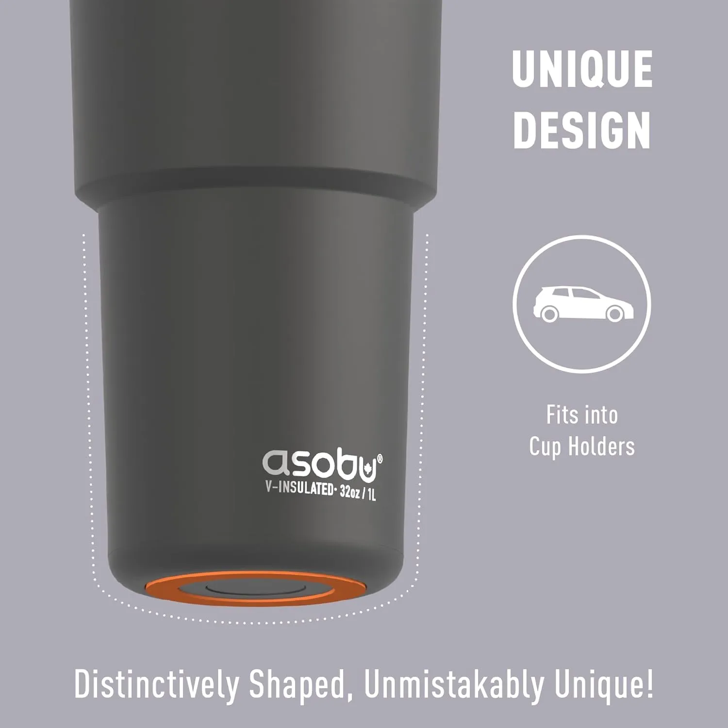 asobu Cosmic Water Bottle - 32oz/1 ltr Stainless Steel Chilled Water Bottle, Secure Grip Handle, Ideal for Travel, Fits Cup Holders, Keeps Beverages Cold, Black