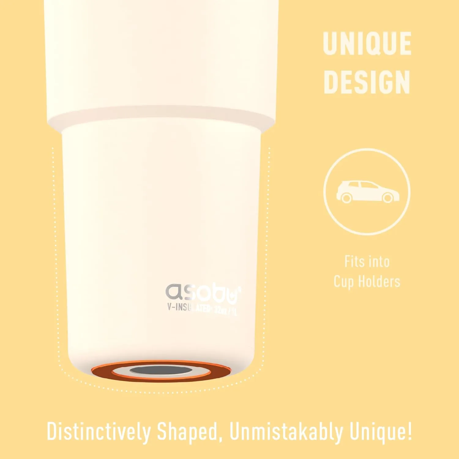 Asobu Cosmic Water Bottle - 32oz/1 LTR Stainless Steel Chilled Water Bottle, Secure Grip Handle, Ideal for Travel, Fits Cup Holders, Keeps Beverages Cold, White