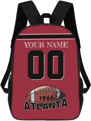 Atlanta Backpack Custom Name Number Laptop Shoulder Bag Bookbag Personalized Sports Gift for Men Women Boy Girl, 17 Inch
