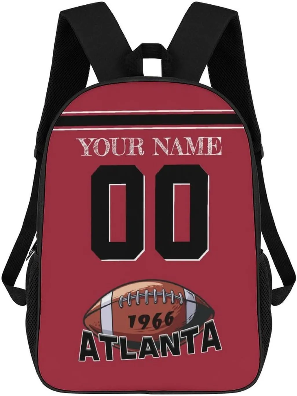 Atlanta Backpack Custom Name Number Laptop Shoulder Bag Bookbag Personalized Sports Gift for Men Women Boy Girl, 17 Inch