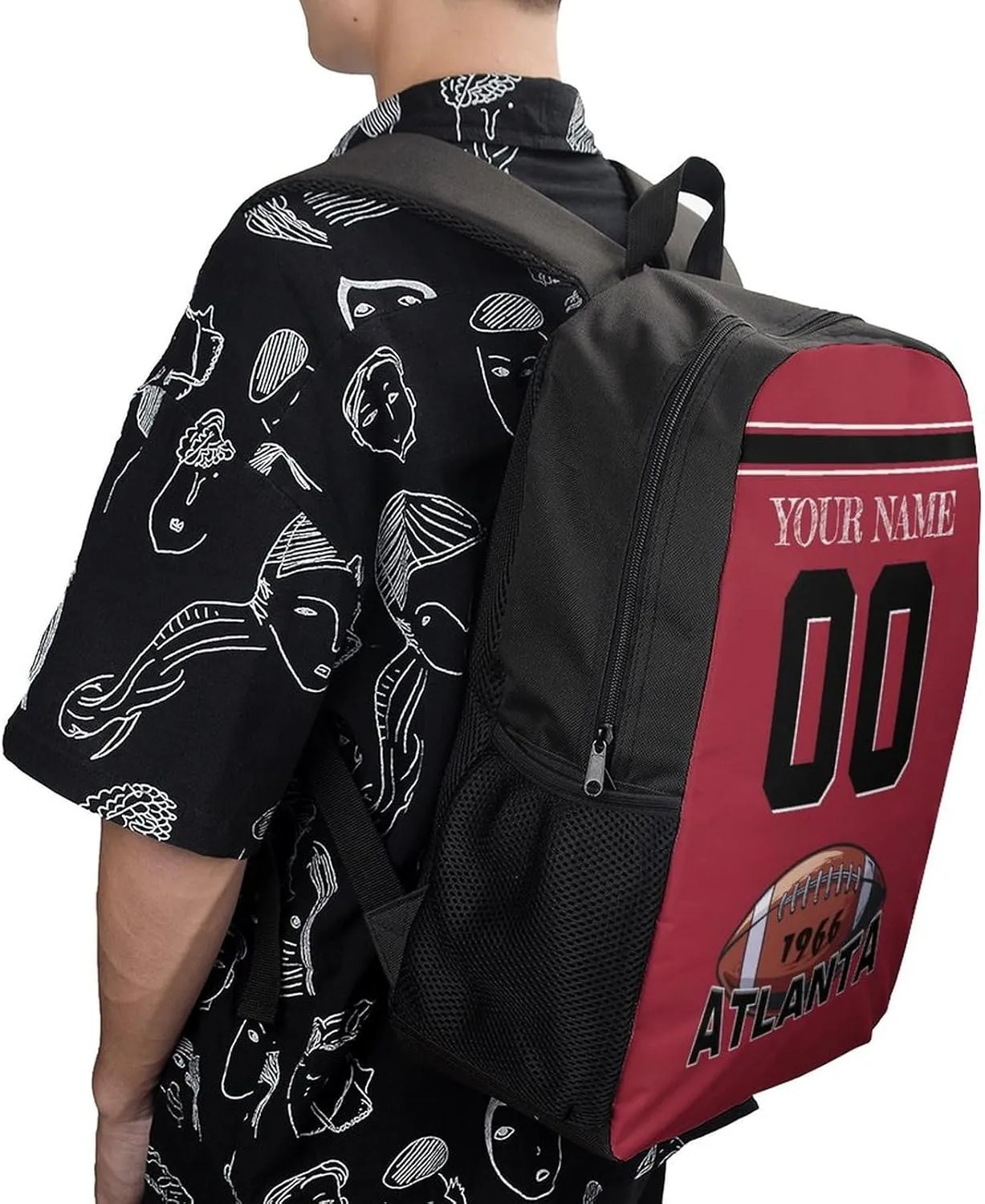 Atlanta Backpack Custom Name Number Laptop Shoulder Bag Bookbag Personalized Sports Gift for Men Women Boy Girl, 17 Inch