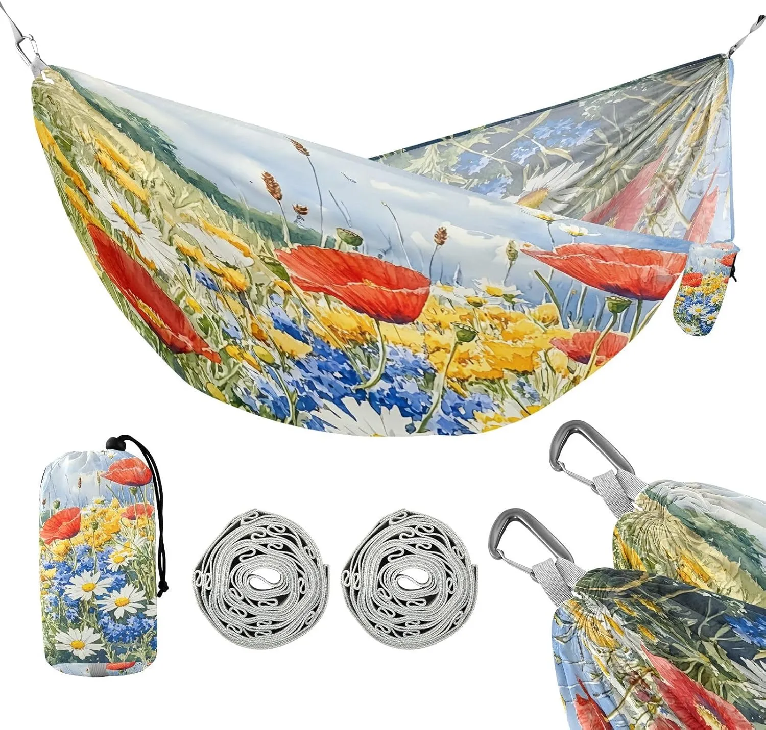 ATTX Beautiful Spring Flowers Camping Hammock - Lightweight & Portable Hammocks, Heavy Duty 330lbs Capacity for Indoor, Hiking, Backpacking, Travel, Backyard, Beach#57