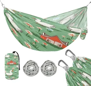 ATTX Cartoon Ducks Camping Hammock - Lightweight & Portable Hammocks, Heavy Duty 330lbs Capacity for Indoor, Hiking, Backpacking, Travel, Backyard, Beach#265