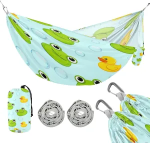 ATTX Cute Cartoon Frog Camping Hammock - Lightweight & Portable Hammocks, Heavy Duty 330lbs Capacity for Indoor, Hiking, Backpacking, Travel, Backyard, Beach#159