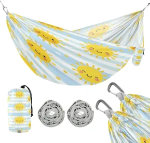 ATTX Cute Sunshine Camping Hammock - Lightweight & Portable Hammocks, Heavy Duty 330lbs Capacity for Indoor, Hiking, Backpacking, Travel, Backyard, Beach#128
